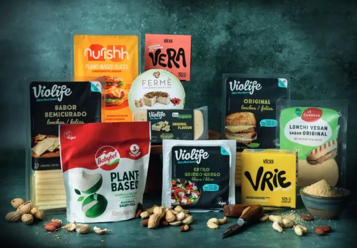 Variedad de quesos veganos, de qué está hecho el queso vegano: anacardos, agua y sal.