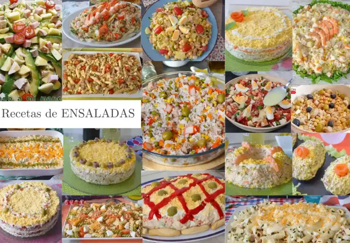 Variedad de tipos de ensaladas, desde las más clásicas hasta creaciones elaboradas, perfectas para cualquier ocasión.