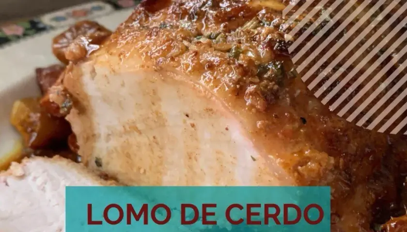 Jugoso lomo de cerdo asado, con una costra dorada y especiada, listo para ser disfrutado.