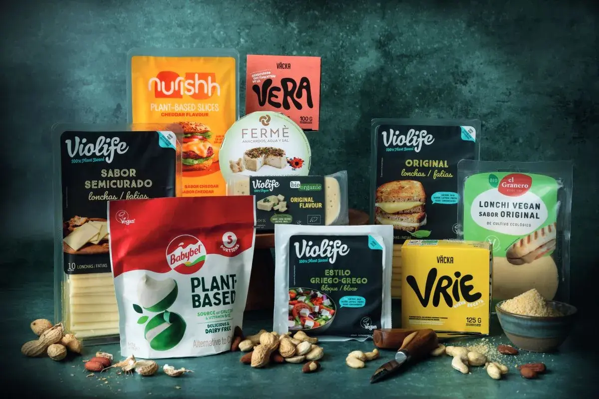 Variedad de quesos veganos, de qué está hecho el queso vegano: anacardos, agua y sal.