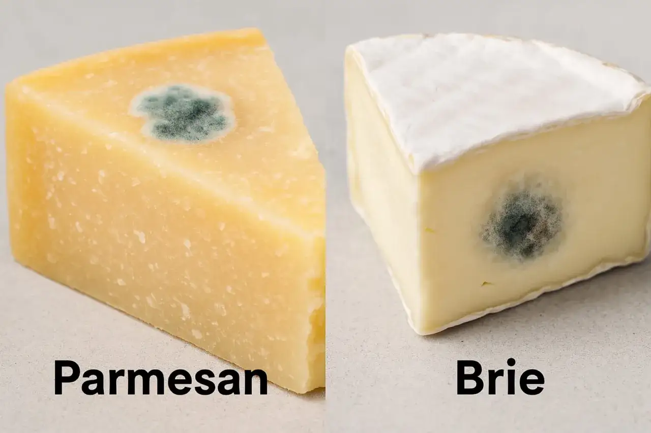 Parmesan y Brie con moho verde. &iquest;Qu&eacute; pasa si como queso con moho? Podr&iacute;a ser peligroso.